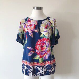 Anthropologie Maeve Silk Blouse Floral Print Blouse Silk Shirt